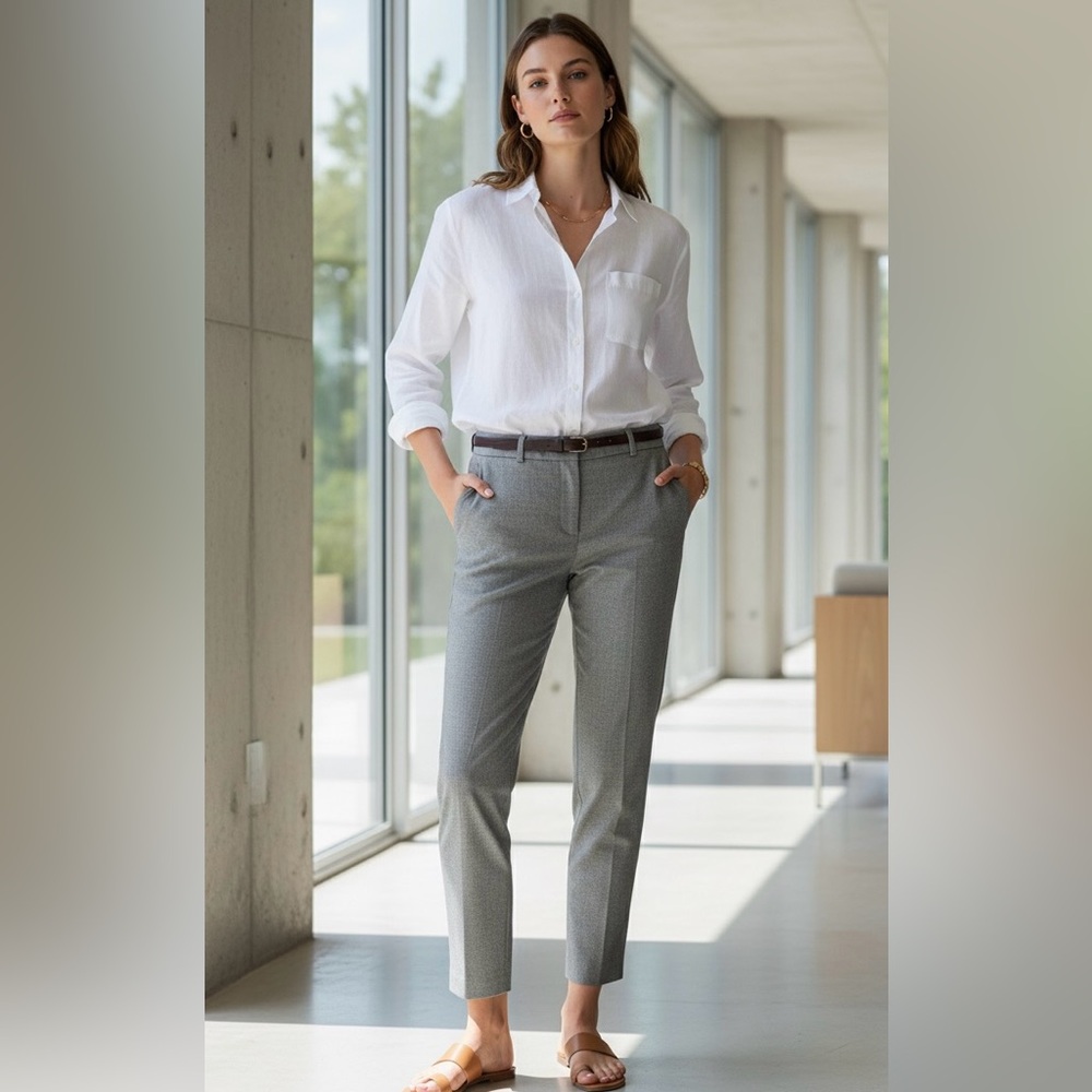 Banana Republic Women’s Ankle Trouser Work Pants With Pockets, Grey Size 6
